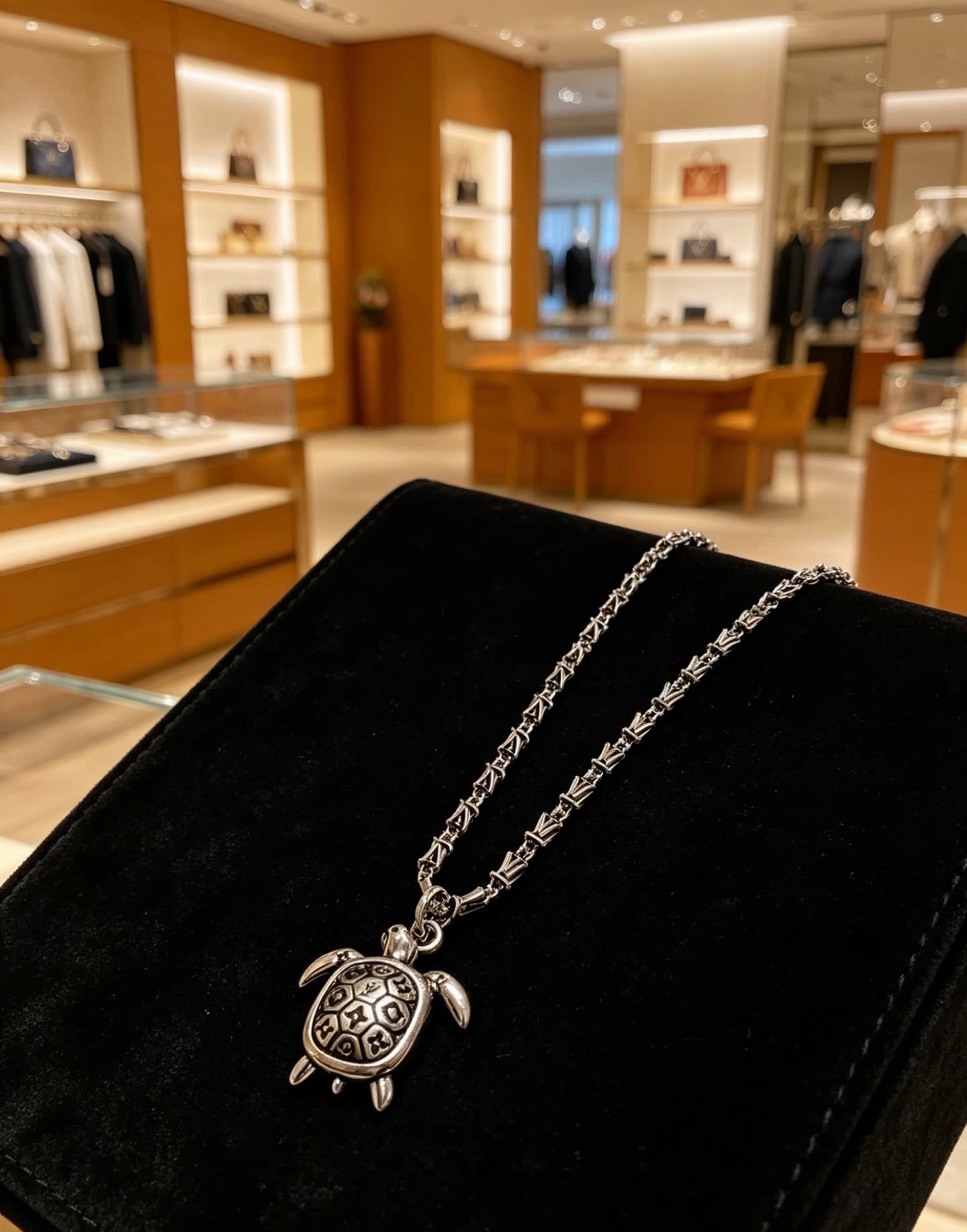 Louis Vuitton Silver Turtle Pendant Necklace